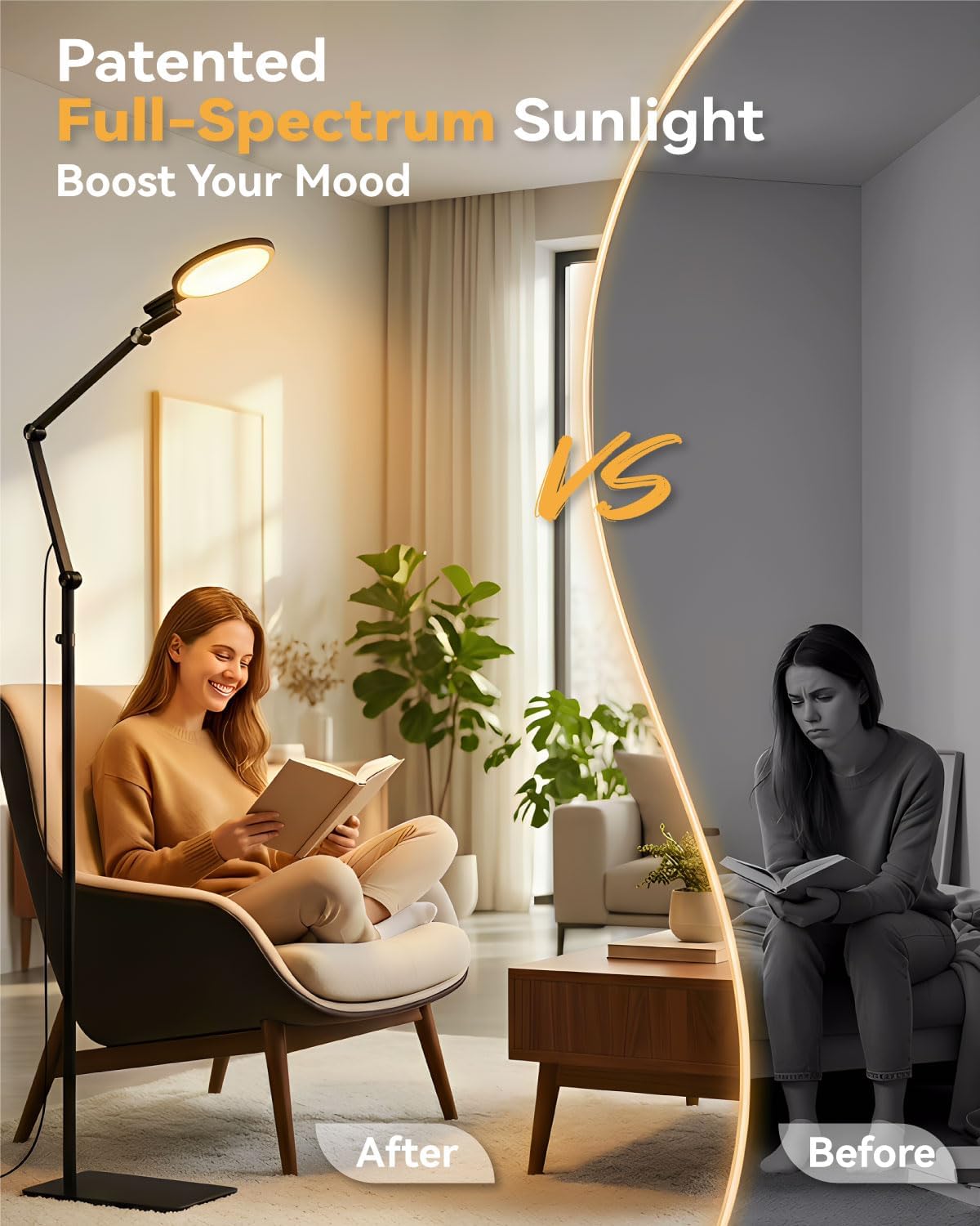 2-in-1 Light Therapy Lamp — 12000 Lux Happy Light & 670nm Red Light Therapy