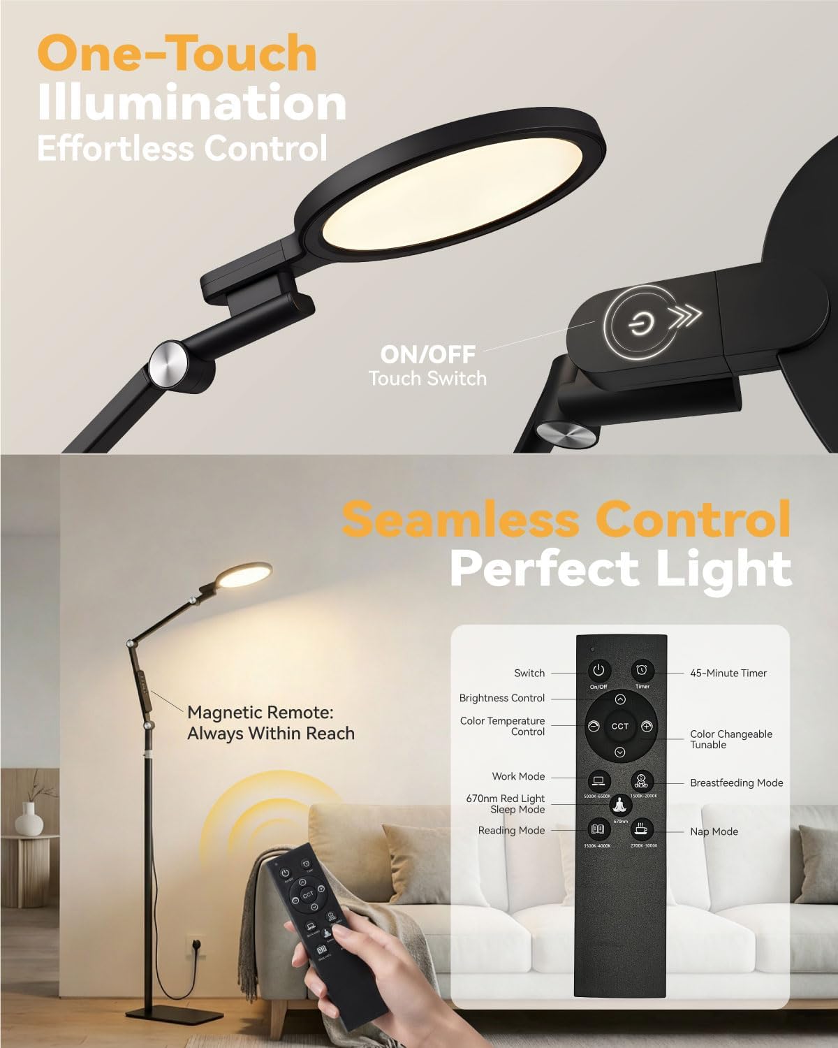 2-in-1 Light Therapy Lamp — 12000 Lux Happy Light & 670nm Red Light Therapy