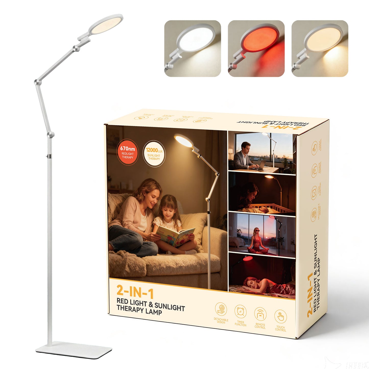 2-in-1 Light Therapy Lamp — 12000 Lux Happy Light & 670nm Red Light Therapy | Madewell Living